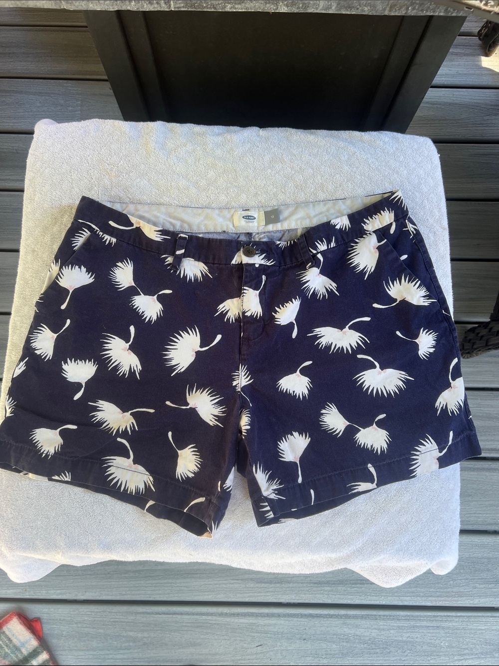 Old Navy Navy Shorts with White Floral Motif